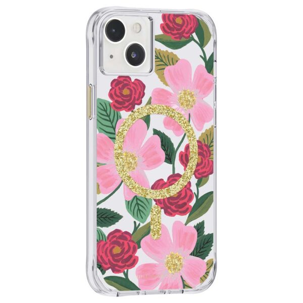 Rifle Paper Clear MagSafe - Etui iPhone 14 Plus zdobione złotem (Rose Garden) - obrazek 2