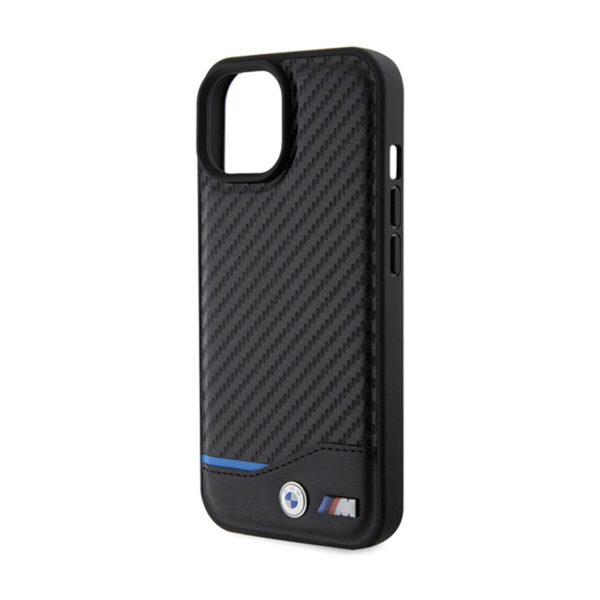 BMW Leather Carbon Blue Line - Etui iPhone 15 (czarny) - obrazek 6