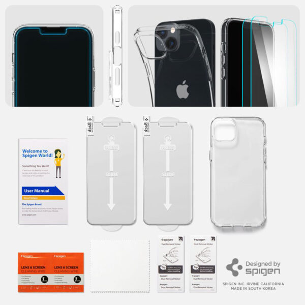 Spigen Crystal Pack - Zestaw etui + 2 x szkło do iPhone 15 Plus / iPhone 14 Plus (Przezroczysty) - obrazek 5