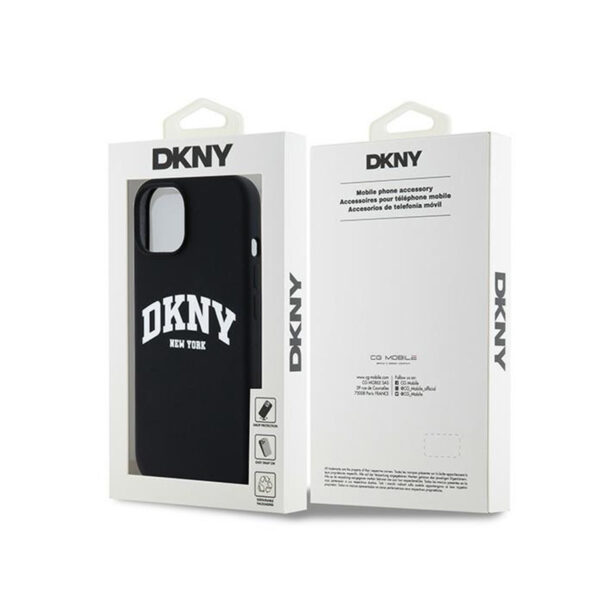 DKNY Liquid Silicone White Printed Logo MagSafe - Etui iPhone 15 Plus / 14 Plus (czarny) - obrazek 8