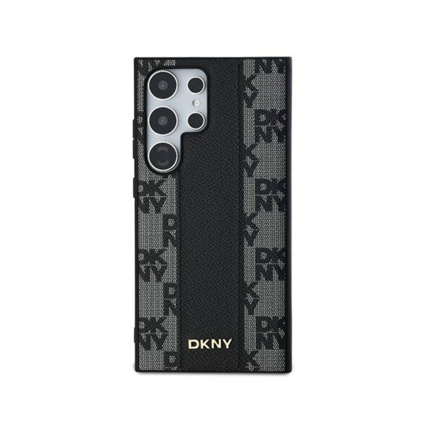 DKNY Leather Checkered Mono Pattern MagSafe - Etui Samsung Galaxy S24 Ultra (czarny) - obrazek 3