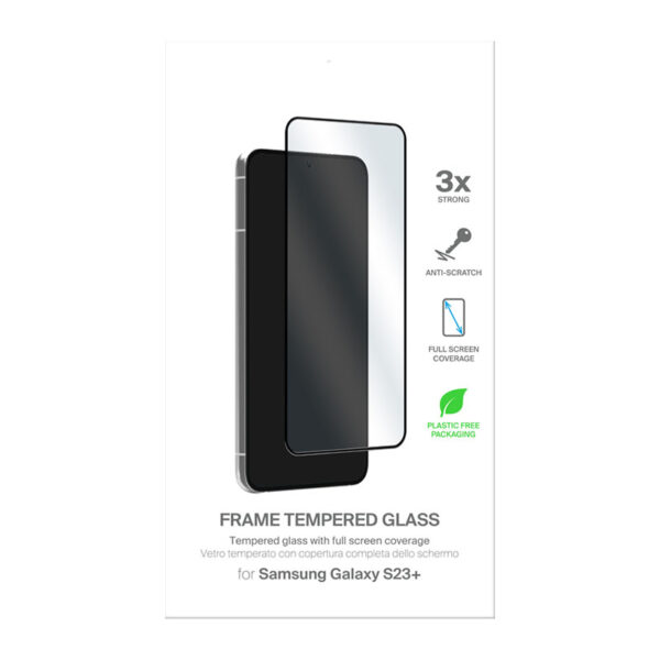 PURO Frame Tempered Glass - Szkło ochronne hartowane na ekran Samsung Galaxy S23+ (czarna ramka) - obrazek 3