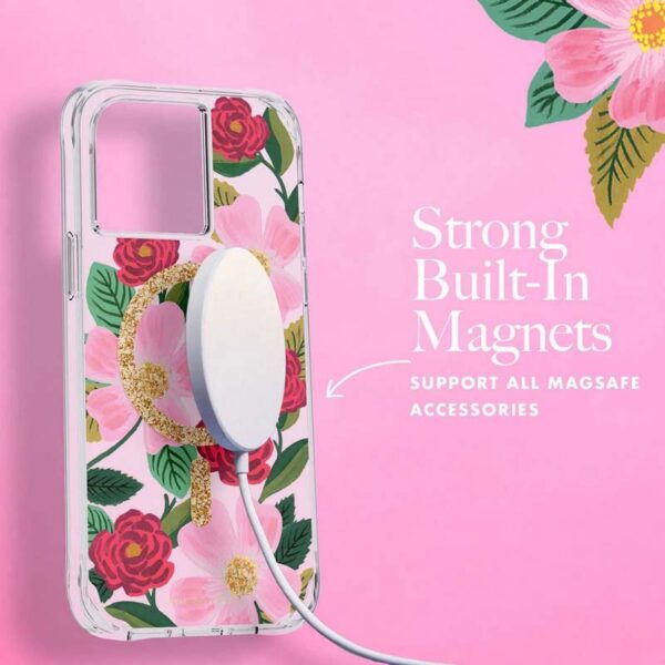 Rifle Paper Clear MagSafe - Etui iPhone 14 Plus zdobione złotem (Rose Garden) - obrazek 7