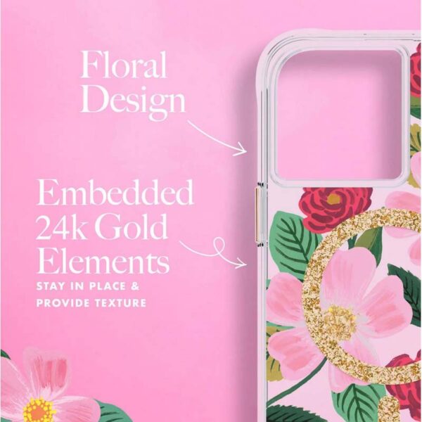 Rifle Paper Clear MagSafe - Etui iPhone 14 Plus zdobione złotem (Rose Garden) - obrazek 9