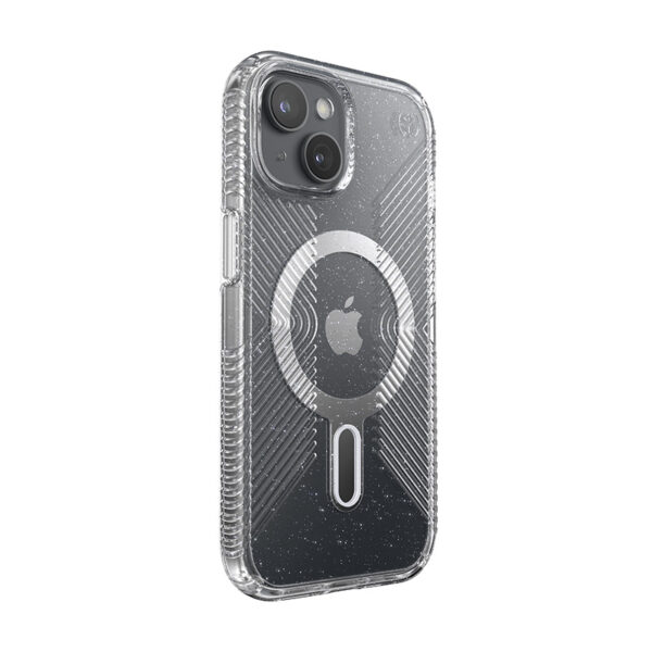 Speck Presidio Lux Grip ClickLock & Magsafe - Etui iPhone 15 / iPhone 14 / iPhone 13 (Clear / Platinium Glitter / Chrome Finish / Serene Silver) - obrazek 8