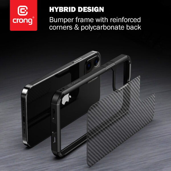 Crong Hybrid Carbon - Etui iPhone 12 Pro Max (czarny) - obrazek 8