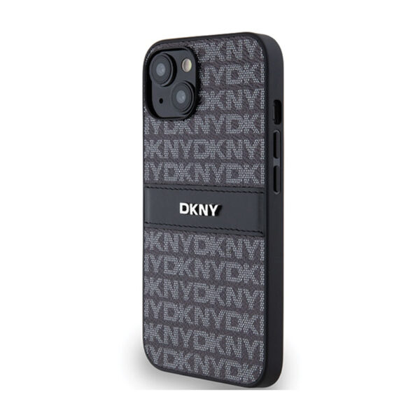 DKNY Leather Mono Stripe & Metal Logo - Etui iPhone 15 Plus / 14 Plus (czarny) - obrazek 2