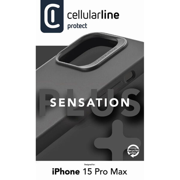 Cellularline Sensation Plus - Etui iPhone 15 Pro Max z powłoką MICROBAN (czarny) - obrazek 4