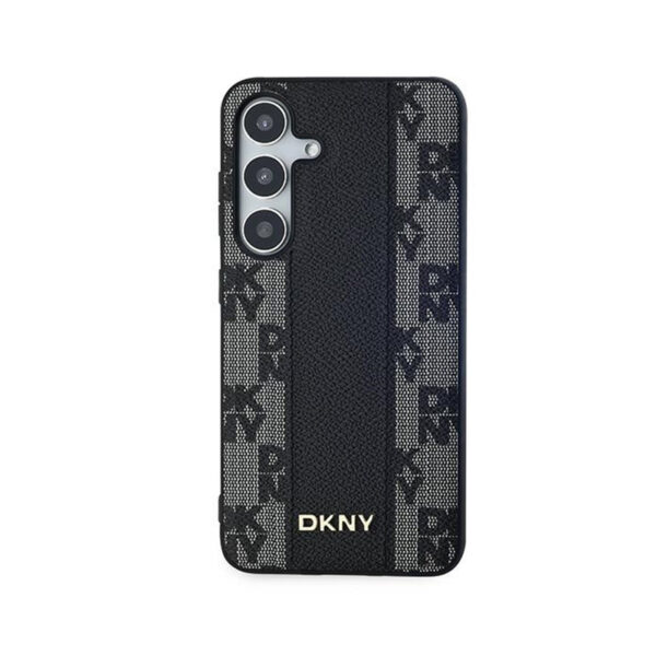 DKNY Leather Checkered Mono Pattern MagSafe - Etui Samsung Galaxy S24+ (czarny) - obrazek 3