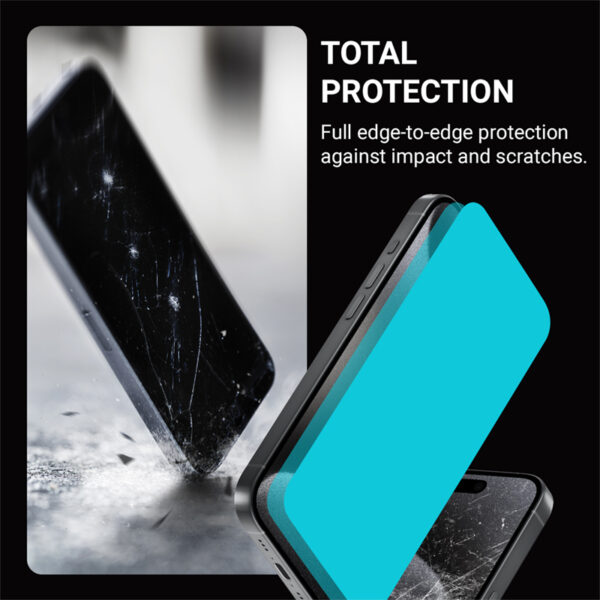 Crong Anti-Bacterial 3D Armour Glass - Szkło hartowane 9H na cały ekran iPhone 15 Pro + ramka instalacyjna - obrazek 3