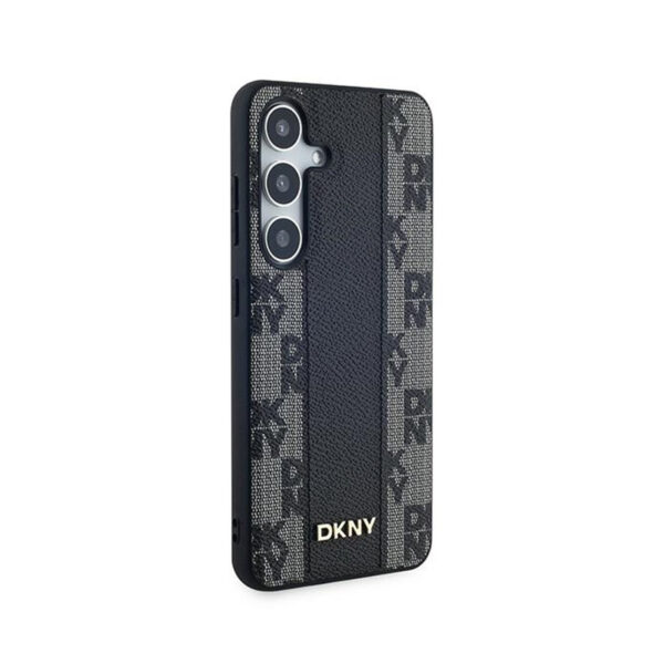 DKNY Leather Checkered Mono Pattern MagSafe - Etui Samsung Galaxy S24+ (czarny) - obrazek 4