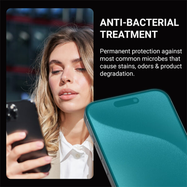 Crong Anti-Bacterial 3D Armour Glass - Szkło hartowane 9H na cały ekran iPhone 15 Pro + ramka instalacyjna - obrazek 5