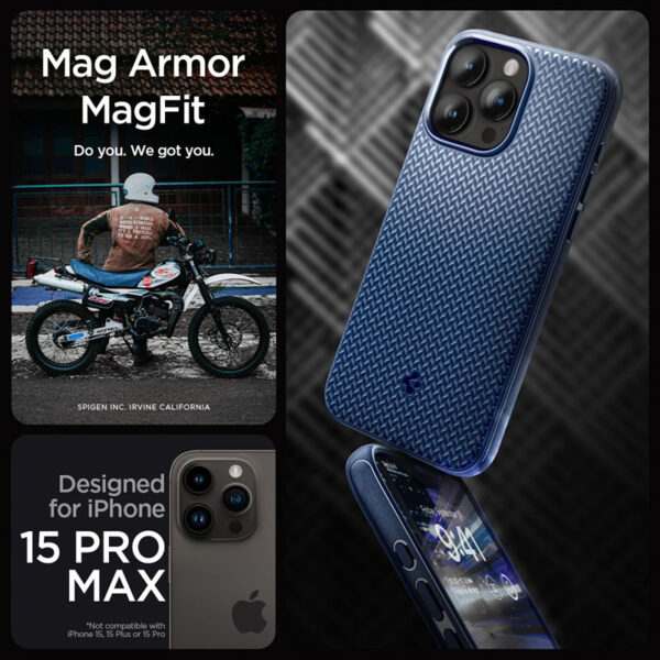 Spigen Mag Armor MagSafe - Etui do iPhone 15 Pro Max (Navy Blue) - obrazek 10