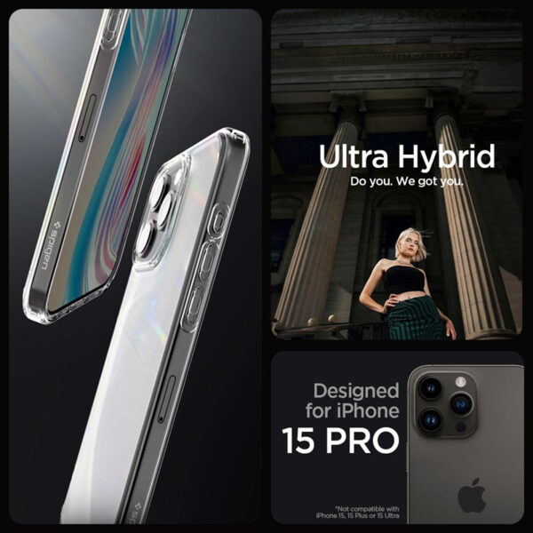 Spigen Ultra Hybrid - Etui do iPhone 15 Pro (Frost Clear) - obrazek 10