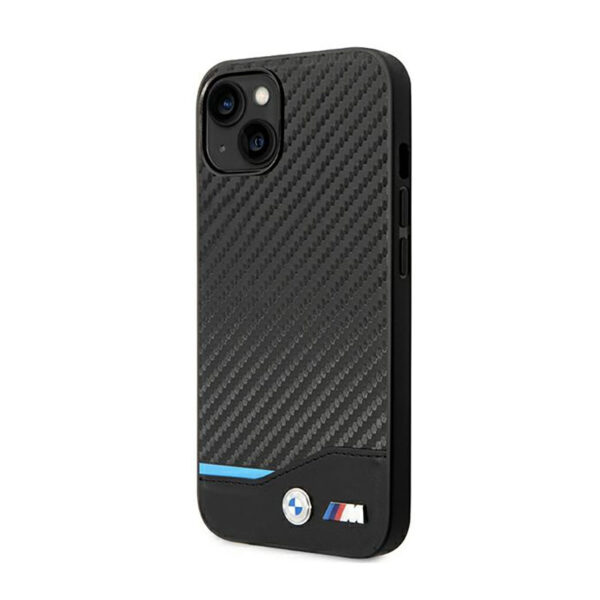 BMW Leather Carbon Blue Line  - Etui iPhone 14 Plus (Czarny) - obrazek 2