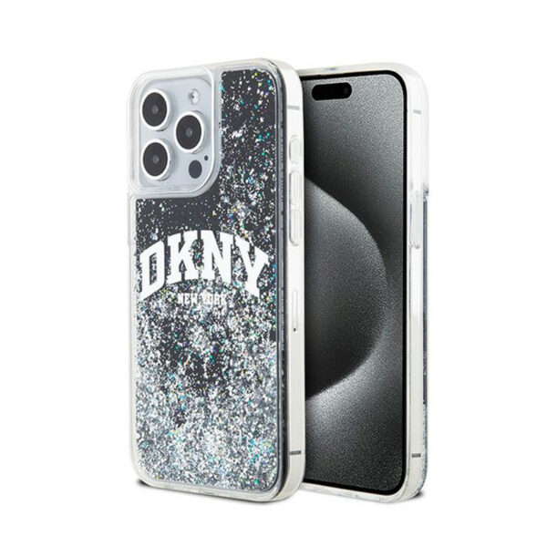 DKNY Liquid Glitter Big Logo - Etui iPhone 14 Pro Max (czarny)