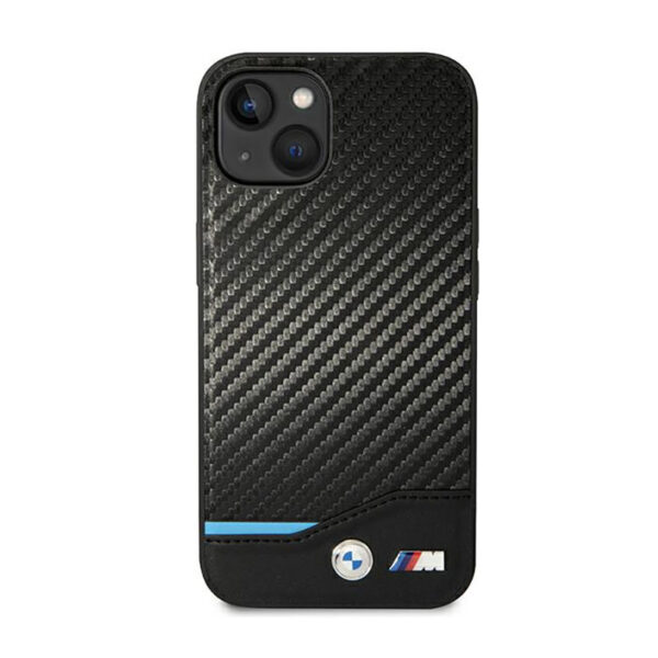 BMW Leather Carbon Blue Line  - Etui iPhone 14 Plus (Czarny) - obrazek 3