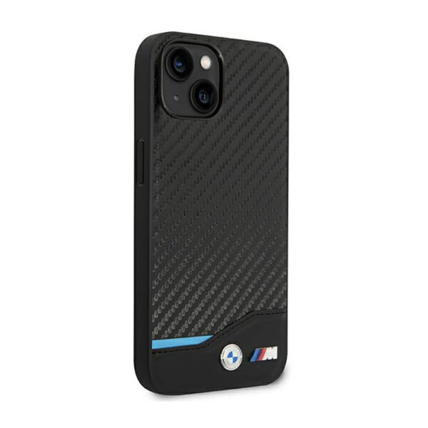 BMW Leather Carbon Blue Line  - Etui iPhone 14 Plus (Czarny) - obrazek 4