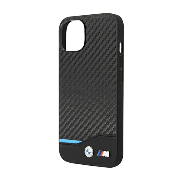 BMW Leather Carbon Blue Line  - Etui iPhone 14 Plus (Czarny) - obrazek 6