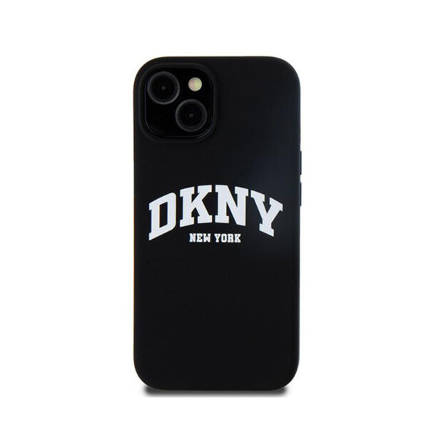 DKNY Liquid Silicone White Printed Logo MagSafe - Etui iPhone 15 / 14 / 13 (czarny) - obrazek 3