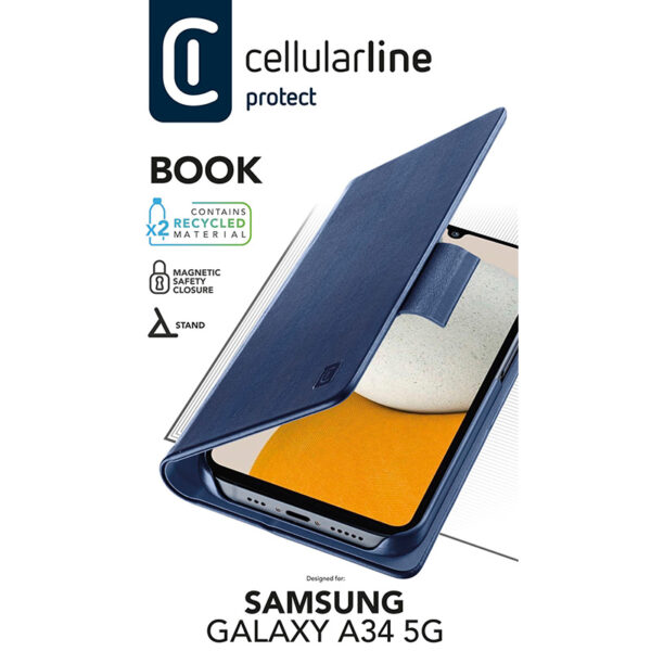 Cellularline Book Case - Etui Samsung Galaxy A34 5G (niebieski) - obrazek 4