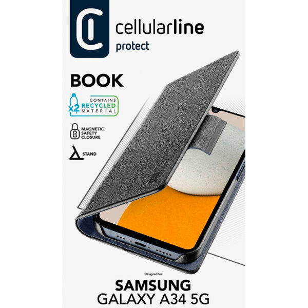 Cellularline Book Case - Etui Samsung Galaxy A34 5G (czarny) - obrazek 4