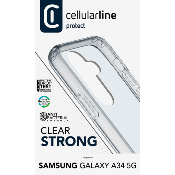 Cellularline Clear Strong - Etui Samsung Galaxy A34 5G z ochroną antybakteryjną (przezroczysty) - obrazek 3