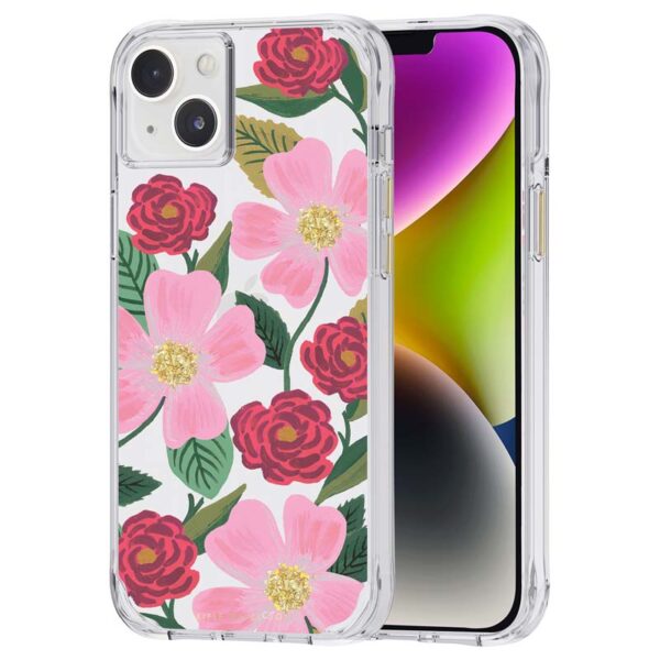 Rifle Paper Clear - Etui iPhone 14 Plus zdobione złotem (Rose Garden) - obrazek 5