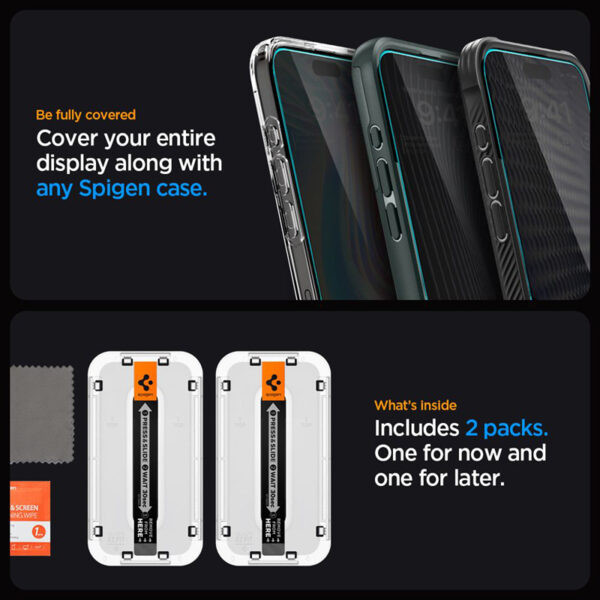 Spigen GLAS.TR EZ FIT Privacy 2-Pack - Szkło hartowane z filtrem prywatyzującym do iPhone 15 2 szt - obrazek 11