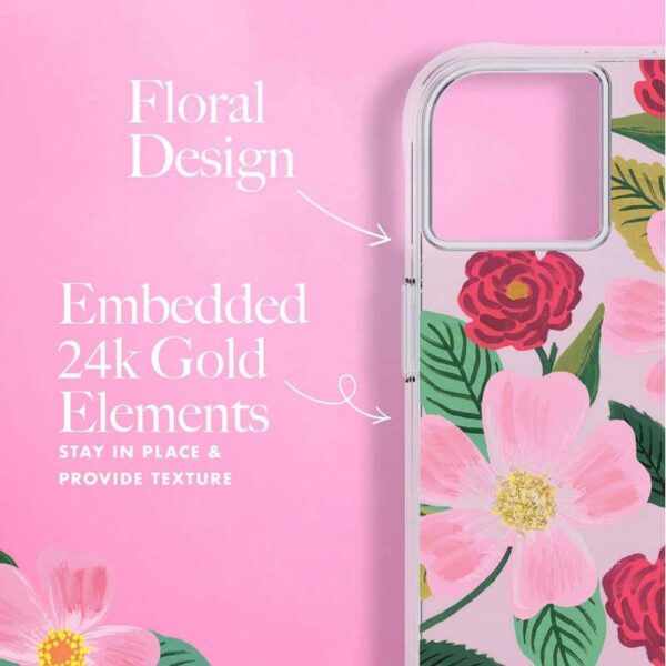 Rifle Paper Clear - Etui iPhone 14 Plus zdobione złotem (Rose Garden) - obrazek 7