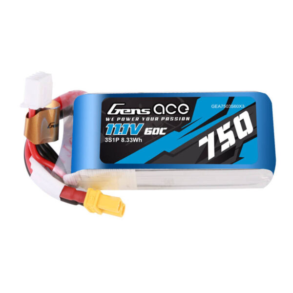 Akumulator Gens Ace 750mAH 11.1V 60C 3S1P Lipo z konektorem XT30 - obrazek 2