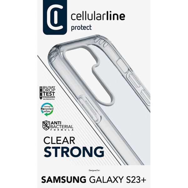 Cellularline Clear Strong - Etui Samsung Galaxy S23+ z ochroną antybakteryjną (przezroczysty) - obrazek 3