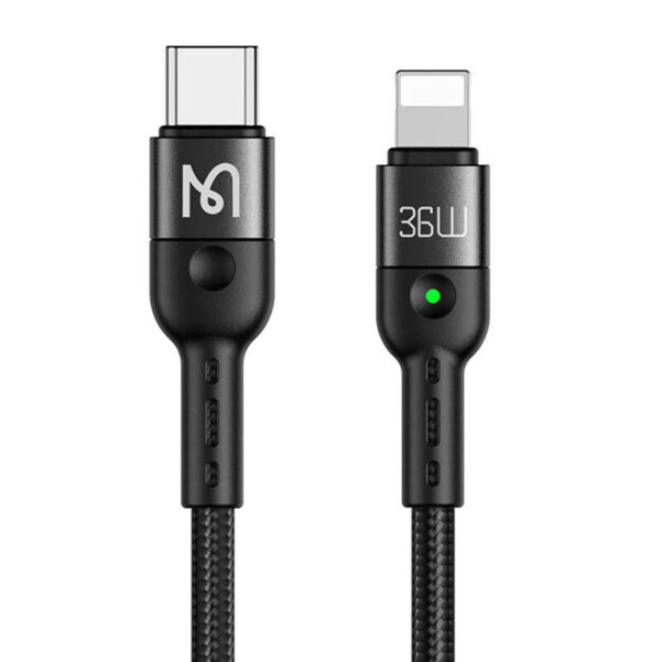 Sprężynowy kabel USB-C do Lightning Mcdodo CA-1960, 36W, 1.8m (czarny) - obrazek 4