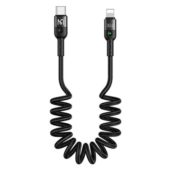 Sprężynowy kabel USB-C do Lightning Mcdodo CA-1960, 36W, 1.8m (czarny) - obrazek 2