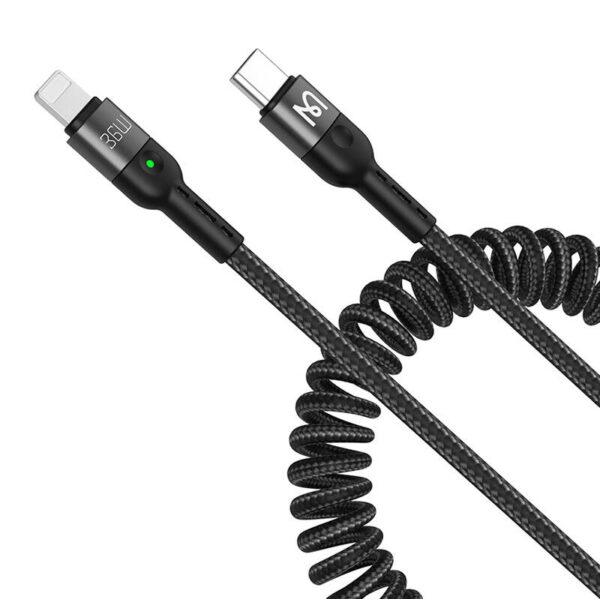 Sprężynowy kabel USB-C do Lightning Mcdodo CA-1960, 36W, 1.8m (czarny) - obrazek 3