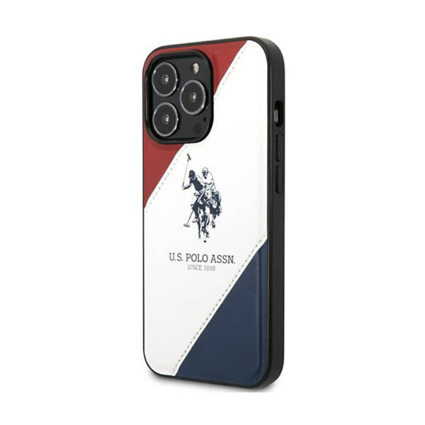 US Polo Assn Tricolor Embossed - Etui iPhone 14 Pro (biały) - obrazek 2