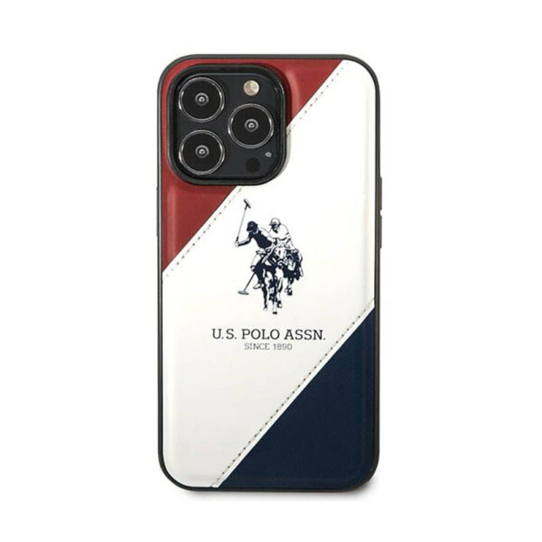 US Polo Assn Tricolor Embossed - Etui iPhone 14 Pro (biały) - obrazek 3