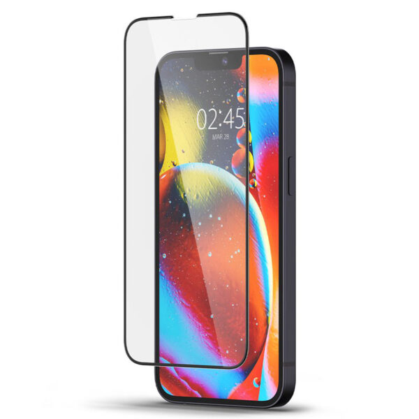 Spigen Glass FC - Szkło hartowane do iPhone 15 Plus / iPhone 14 Plus / iPhone 13 Pro Max (Czarna ramka) - obrazek 5