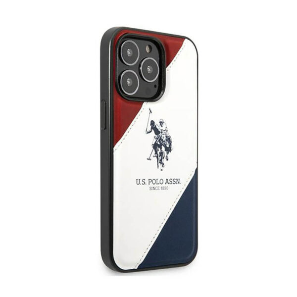 US Polo Assn Tricolor Embossed - Etui iPhone 14 Pro (biały) - obrazek 4