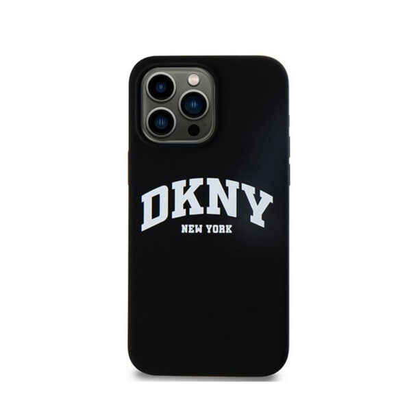 DKNY Liquid Silicone White Printed Logo MagSafe - Etui iPhone 15 Pro Max (czarny) - obrazek 3