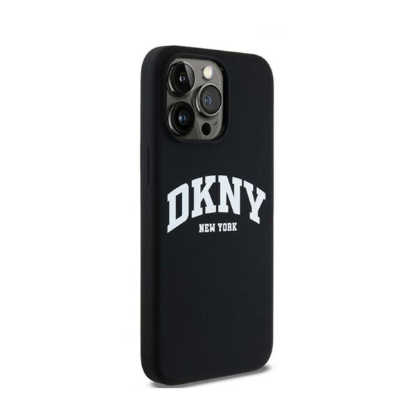 DKNY Liquid Silicone White Printed Logo MagSafe - Etui iPhone 15 Pro Max (czarny) - obrazek 4