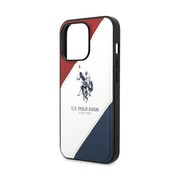 US Polo Assn Tricolor Embossed - Etui iPhone 14 Pro (biały) - obrazek 6