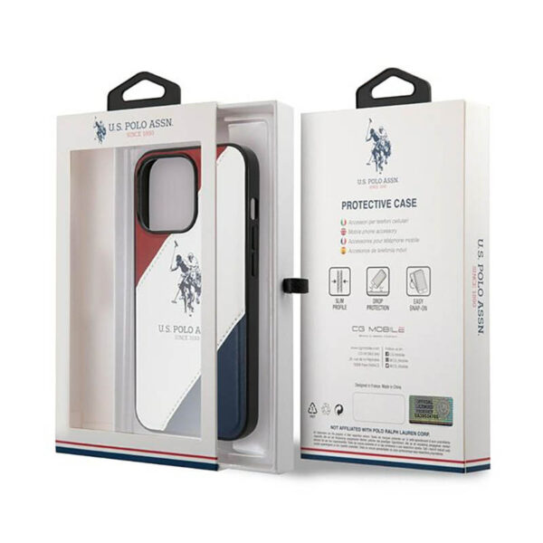 US Polo Assn Tricolor Embossed - Etui iPhone 14 Pro (biały) - obrazek 8