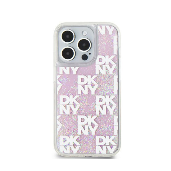 DKNY Liquid Glitter Multilogo - Etui iPhone 15 Pro (różowy) - obrazek 3