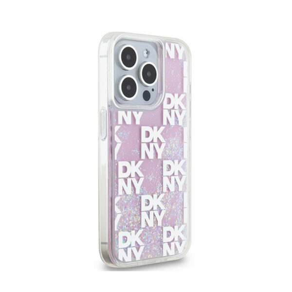 DKNY Liquid Glitter Multilogo - Etui iPhone 15 Pro (różowy) - obrazek 4