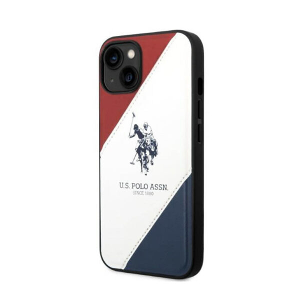 US Polo Assn Tricolor Embossed - Etui iPhone 14 Plus (biały) - obrazek 2