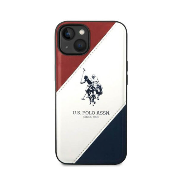 US Polo Assn Tricolor Embossed - Etui iPhone 14 Plus (biały) - obrazek 3