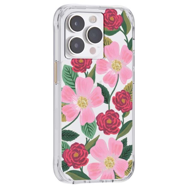 Rifle Paper Clear - Etui iPhone 14 Pro Max zdobione złotem (Rose Garden) - obrazek 2