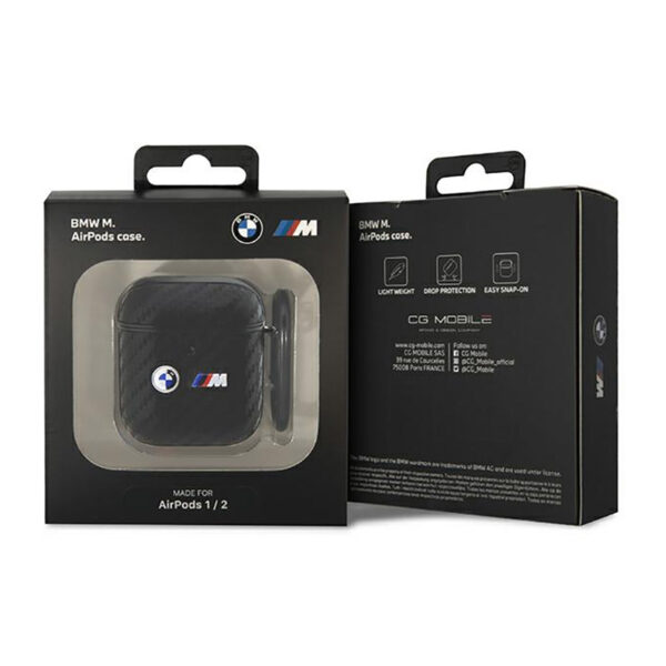 BMW Carbon Double Metal Logo - Etui AirPods 1/2 gen (Czarny) - obrazek 3