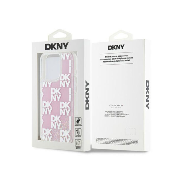 DKNY Liquid Glitter Multilogo - Etui iPhone 15 Pro (różowy) - obrazek 8